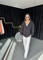 Oversize Model Siyah Omzu Düşük Gömlek