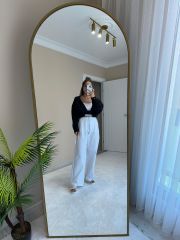 Beli Bağcıklı Keten Pantolon