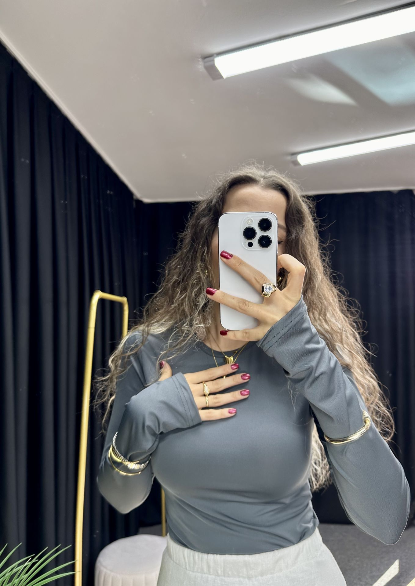 Parmak Geçmeli Gri Body✨